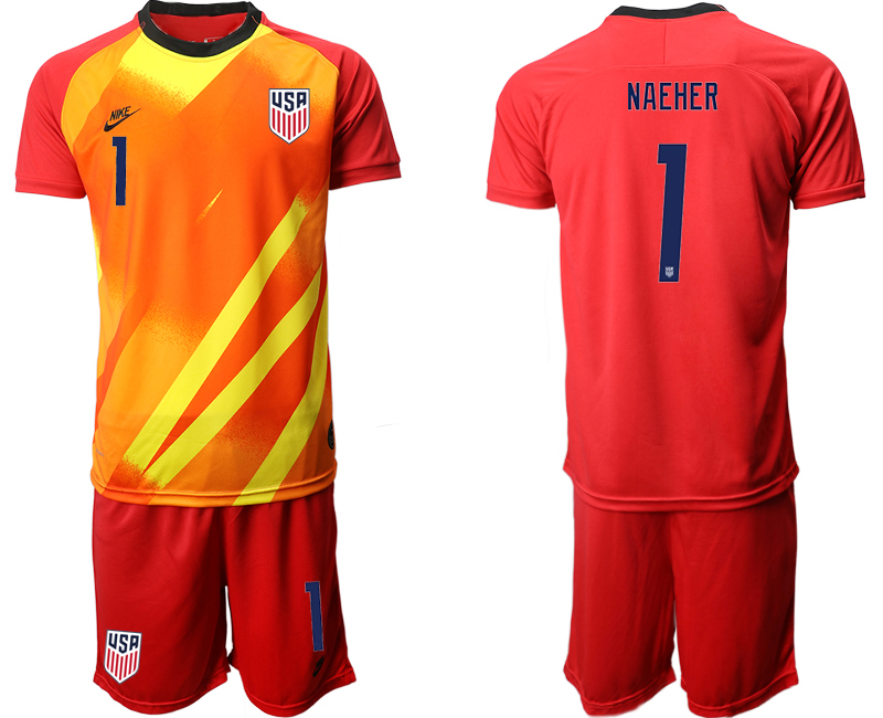 Men 2020-2021 Season National team United States goalkeeper red #1 Soccer Jersey2->united states jersey->Soccer Country Jersey